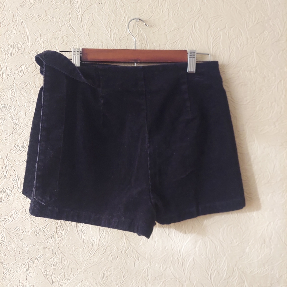 Forever 21 black corduroy mini skort side tie Sz medium - Picture 2 of 7